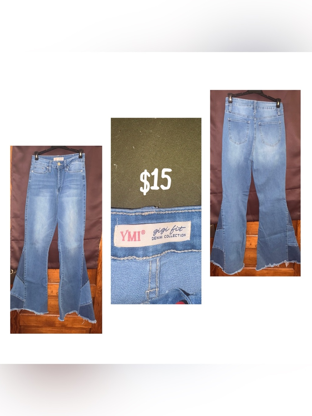 YMI Light Blue Flare Jeans with Raw Hem